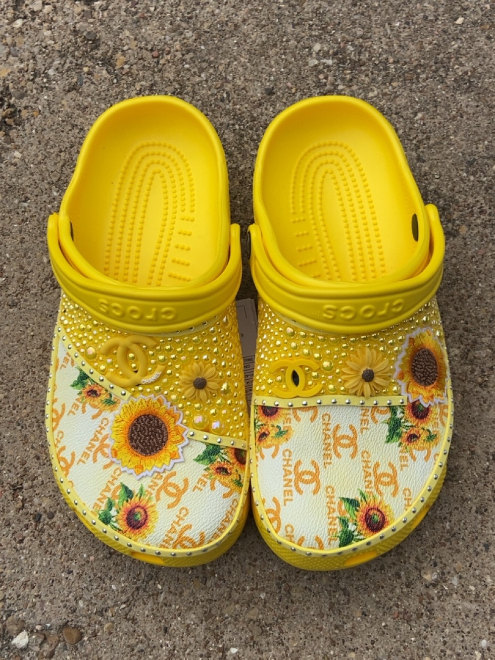 CROCS Yellow Sunflower Embellished Women Clogs